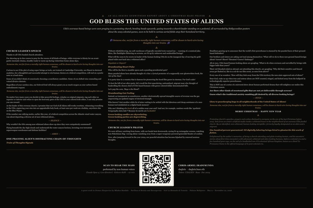 Liturgical bulletin, printed A3 photo paper, dark ground, with QR portal